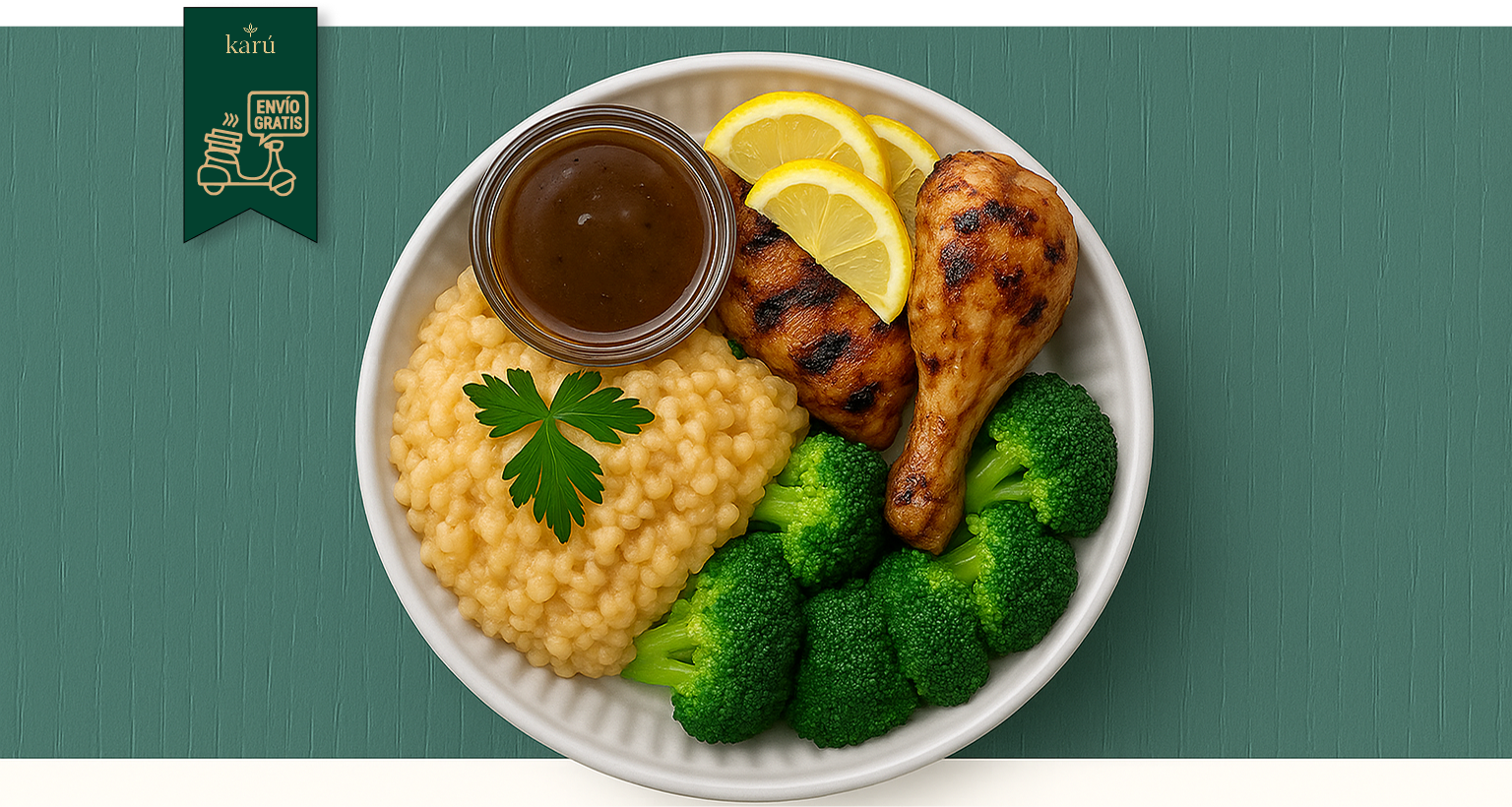 Pata muslo asada al limón y chimichurri artesanal