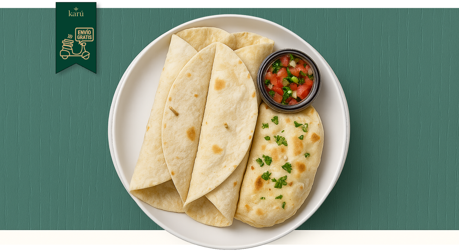 Wrap de carne desmechada con vegetales y salsas